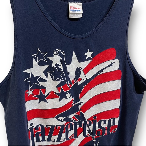 Vintage Jazzercise Unisex Graphic USA Logo Tank Top Blue Size XL 23 x 28 - Picture 3 of 4